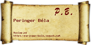 Peringer Béla névjegykártya